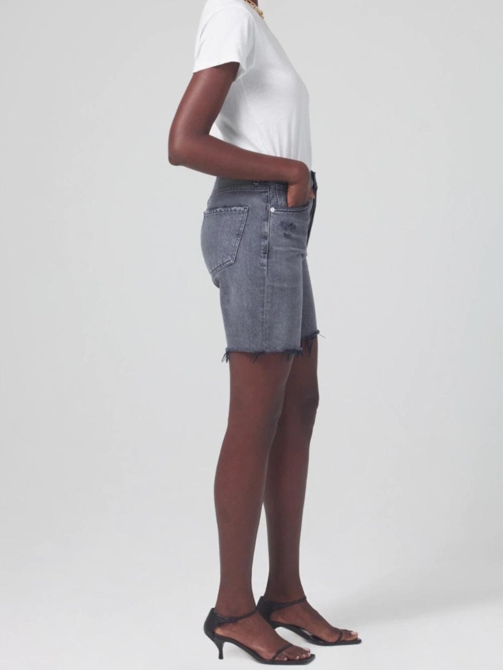 LIKE NEW: Citizens of Humanity Black Camilla Thigh Denim Shorts - Picture 7 of 8